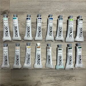 NEW Golden Artist Acrylic Paint Lot | 16 Tubes | Blues, Greens, Earth Tones